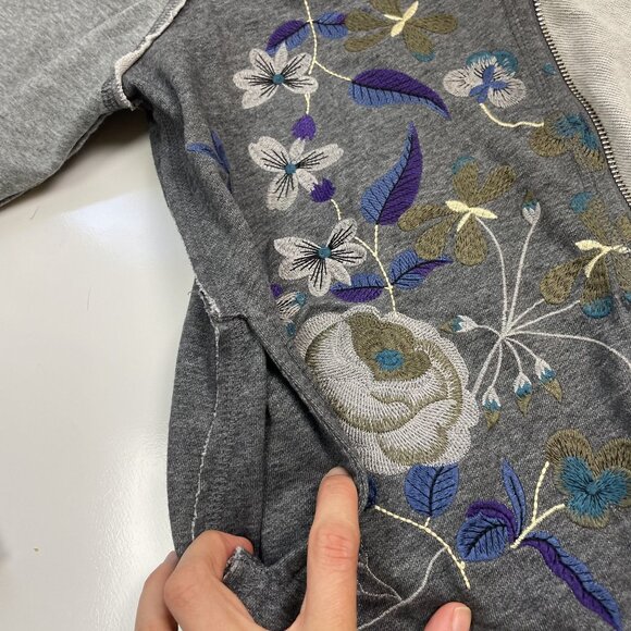 Sundance Womens Embroidered Gray Zip-Up Jacket Bomber Size S/M - Picture 8 of 9